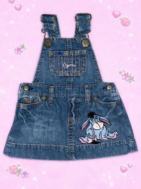 Kids upcycle Denim Overall Skirt with Eeyore